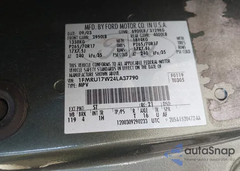 2004 Ford Expedition Eddie Bauer из США, поврежденный, VIN 1FMRU17W24LA37790